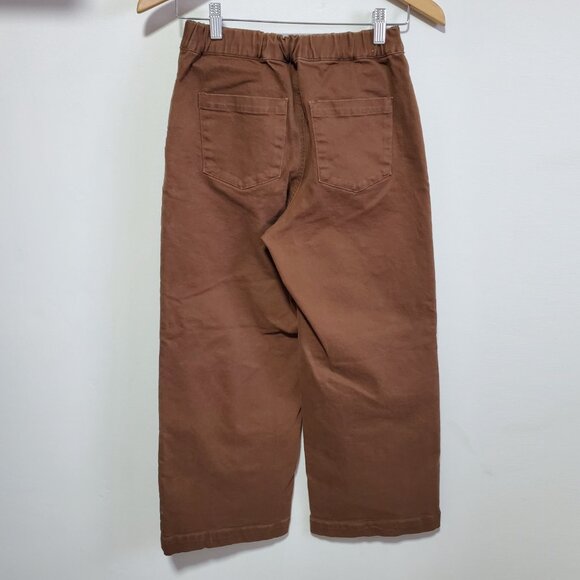 OAK + FORT Cropped Length Twill Wide Leg Pants Culottes Brown Womens Small x 25" - Picture 7 of 14